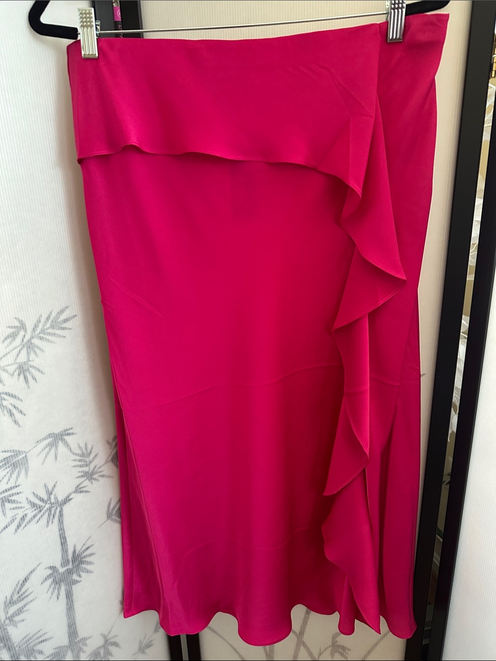 Express Vibrant Hot Pink Ruffle Skater Skirt